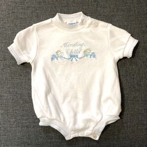 Monday’s Child Vintage embroidered onesie romper NB